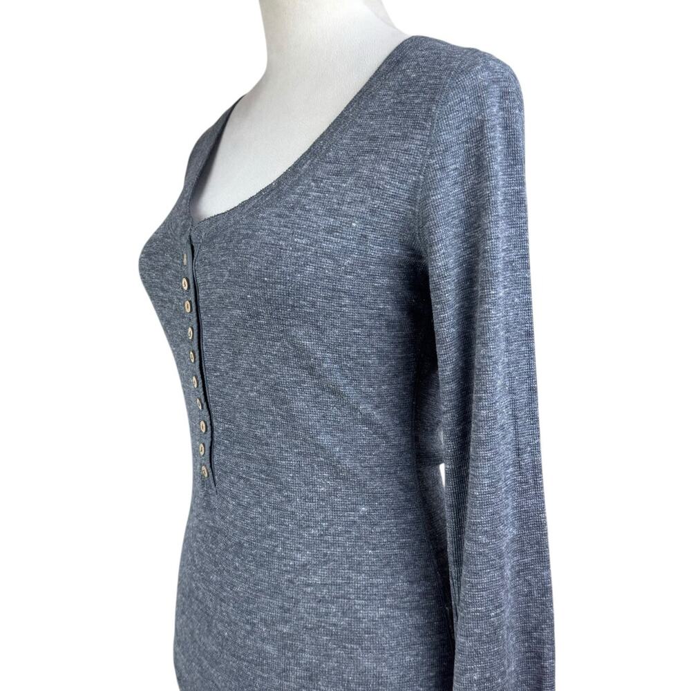 Intimately Free People Dylan Thermal Gray Knit Long Sleeve Full Butt Bodysuit - Picture 10 of 15